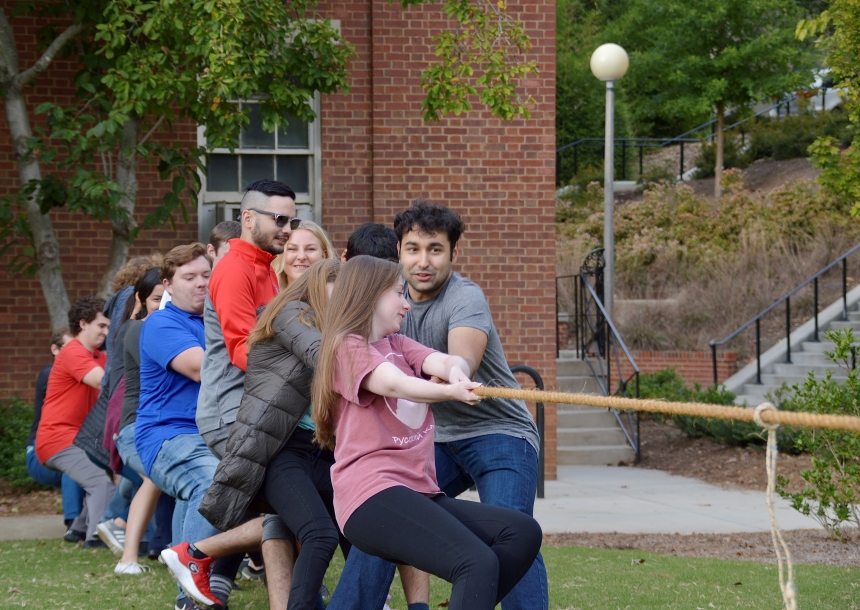 The Russian club playing tug of war